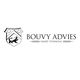 Logo van Bouvy Advies met wapenschild, hond en sterren. Tekst: "Smart Thinking".