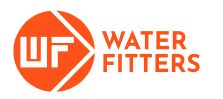 Logo con scritta "Water Fitters" in arancione vicino a cerchio con lettere "WF".