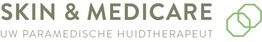 Logo van Skin & Medicare met de tekst: "Uw paramedische huidtherapeut" en groene cirkels.