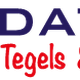 Logo van Daton Tegels & Sanitair met blauwe en rode tekstelementen.