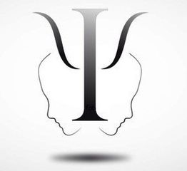 Simbolo della psicologia a forma di due profili umani contrapposti.