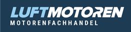 Blau-weißes Logo mit Text "LUFTMOTOREN MOTORFACHHANDEL".