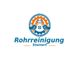Logo der Rohrreinigung mit sich kreuzenden Werkzeugen und Zahnrad in Blau und Orange.