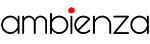 Schwarzes "ambienza"-Logo mit rotem Punkt über dem "i" auf weißem Hintergrund.
