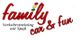 "Logo: family car & fun, Verkehrstraining mit Spaß, roter Text mit Ampelsymbol."
