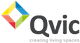 Logotipo de Qvic con un diseño geométrico y el texto "creating living spaces".