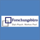Forschungsbüro-Logo mit Text: "Dipl.-Psych. Markus Paul" auf blauem Hintergrund.