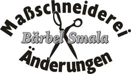Logo mit Schere und dem Text "Maßschneiderei Bärbel Smala Änderungen".