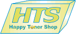 Logo mit den Buchstaben "HTS" in Gelb und darunter "Happy Toner Shop".