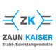Logo von Zaun Kaiser mit Schriftzug für Stahl- und Edelstahlprodukte.