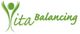 Logo mit grüner Figur und Schriftzug "Vita Balancing" in Grün.