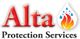 Logo of Alta Protection Services with a red "Alta" and a flame inside a droplet next to the text.