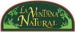 Logo de "La Ventana Natural" con texto amarillo sobre fondo verde oscuro.