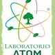 Logo con atomo stilizzato e albero al centro, testo "Laboratorio Atom" in verde.