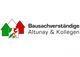Logo mit drei Häusern und Text: "Bausachverständige Altunay & Kollegen".
