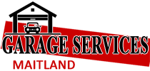 Garage Services logo with a house and car icon on a red banner.