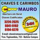 Cartaz de serviços de chaves e carimbos Mauro, com contato e endereço em Batista Campos.