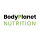 Logo mit Text "BodyPlanet Nutrition" in schwarzer und grüner Schrift auf weißem Hintergrund.