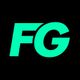 Texto "FG" en verde sobre fondo negro.