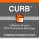 Logo for CURB: "Keep Your Commission," a California brokerage, 100% commission model.