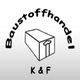 Logo mit einem Backstein und dem Text "Baustoffhandel K & F" in geschwungener Schrift.
