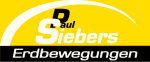Gelbes Logo mit Text "Paul Siebers Erdbewegungen" in Schwarz und Weiß.