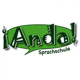 Grünes Logo mit „¡Anda! Sprachschule“ in einer Sprechblase.