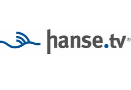 Logo von hanse.tv mit blauer Wellenform und Schriftzug "hanse.tv" in Schwarz und Grau.