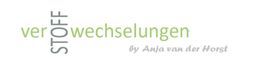 Text-Logo: "verSTOFFwechselungen" in Grün mit "by Anja van der Horst" darunter.