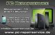 PC Reparaturservice Anzeige mit Kontaktinformationen und Geräten im Hintergrund.