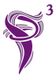Abstraktes lila und graues Logo mit geschwungenen Linien, daneben eine kleine Zahl 3.