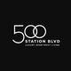 Logo of "500 Station Blvd" with the text "Luxury Apartment Living" on a black background.