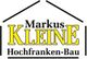 Logo mit Text: "Markus Kleine Hochfranken-Bau" in Schwarz und Gelb, mit stilisiertem Hausdach.