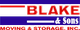 Blake & Sons Moving and Storage logo in red, white, and blue colors.