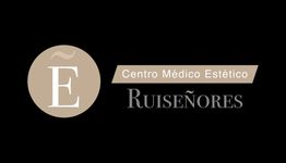 Logo de "Centro Médico Estético Ruiseñores" en fondo negro con texto beige y blanco.