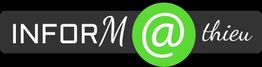 Texte stylisé "INFORM@thieu" sur fond noir avec un signe @ vert.