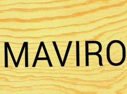 Texto "MAVIRO" sobre fondo de patrón similar a madera clara.