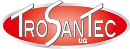 Rotes Logo mit der Aufschrift "Trosantec UG" in weißer Schrift auf einem ovalen Hintergrund.
