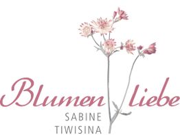 Illustration von rosa Blumen mit dem Text "Blumen Liebe Sabine Tiwisina".