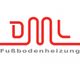 Logo mit rotem Schriftzug „DML“ und darunter „Fußbodenheizung“.