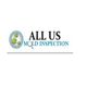 Logo of All US Mold Inspection with a magnifying glass and green mold spores.