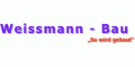 Text: "Weissmann - Bau 'So wird gebaut'" in lila und rot auf weißem Hintergrund.