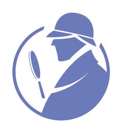 Silhouette eines Detektivs mit Lupe im Kreis.