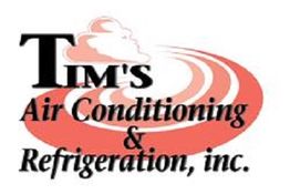Logo of Tim's Air Conditioning & Refrigeration, inc. with a red swirl design.