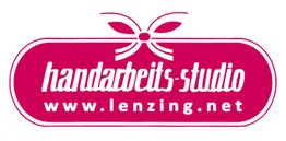 Logo in Pink mit Aufschrift "handarbeits-studio" und URL "www.lenzing.net".