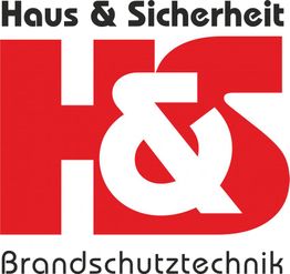H&S-Logo in Rot und Weiß mit den Worten "Haus & Sicherheit Brandschutztechnik".