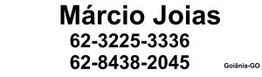 Texto "Márcio Joias" com telefones e localização Goiânia-GO.