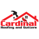 Logo of Cardinal Roofing with a red roof, hammer, and cardinal bird graphic.