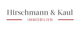 Logo von "Hirschmann & Kaul Immobilien" mit rotem Unterstrich und Text "IMMOBILIEN".