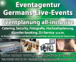 Eventplanung, Catering, DJ, Fotografie in Rhein-Neckar-Kreis. Kontakt: www.germans-live-events.de